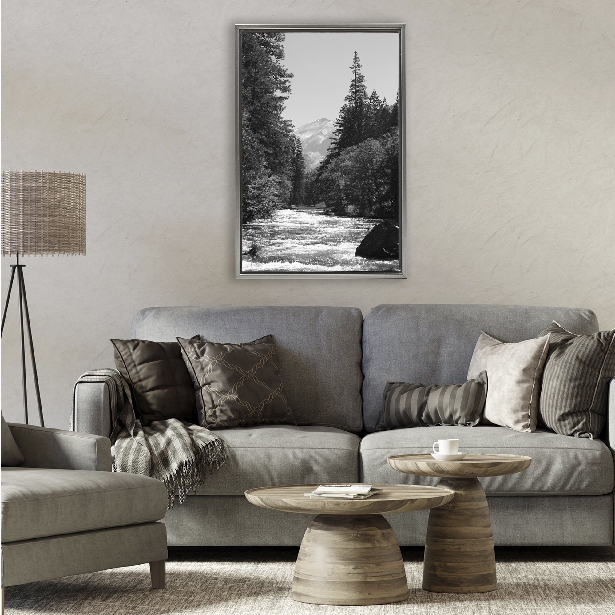 Stupell Industries Merced River Flow Gray Framed Floater Canvas Wall Art, design by Kim Curinga