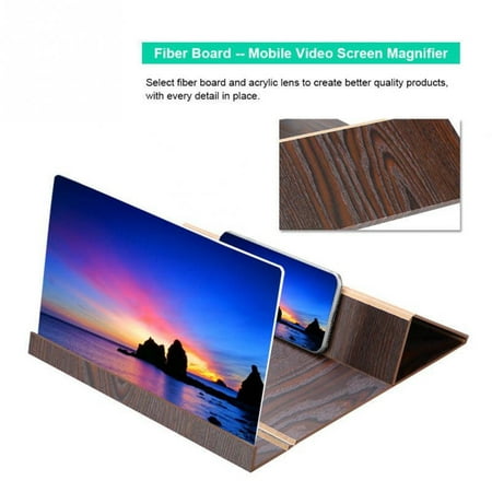 Foldable HD 3D Stereoscopic Amplifying 12 Inch Desktop Wood Bracket Phone