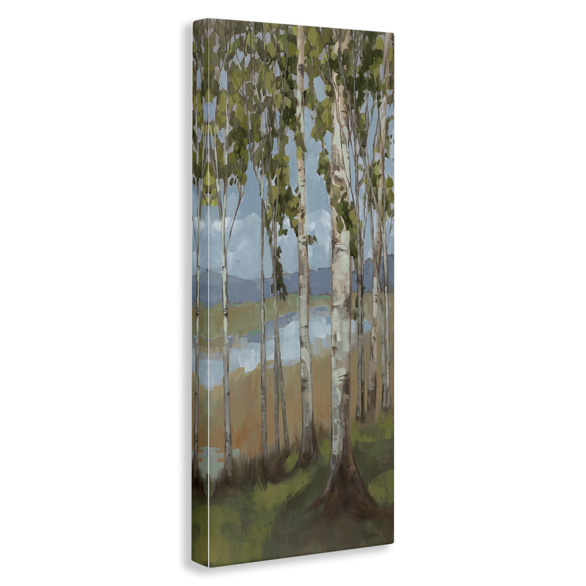 Stupell Industries Rustic Birch Copse Landscape Painting Gallery Wrapped Canvas Art Print Wall Art, 10 x 24