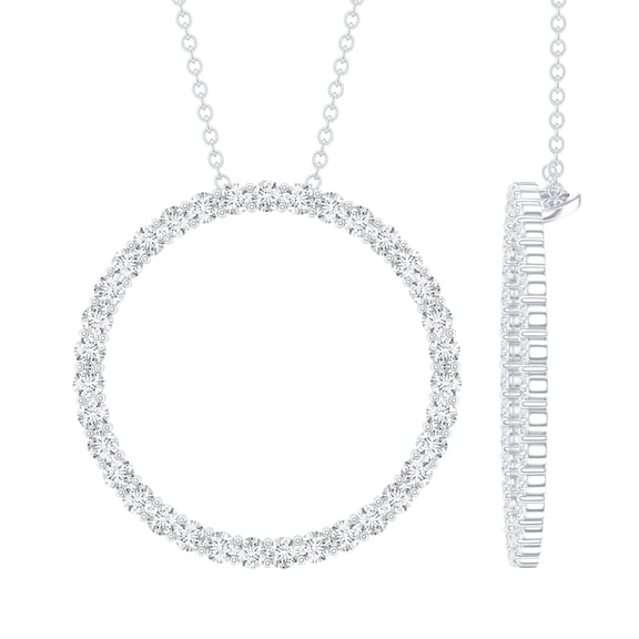 Rosec Jewels Certified Moissanite Eternity Necklace D-VS1 Grade - 925 Silver Hypoallergenic Circle of Life Necklace for Women