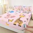 thumbnail image 3 of Feelyou Pink Elephant Animal Twin Sheet Sets, Giraffe Tiger Teen Bedding, 3-Piece, 3 of 7