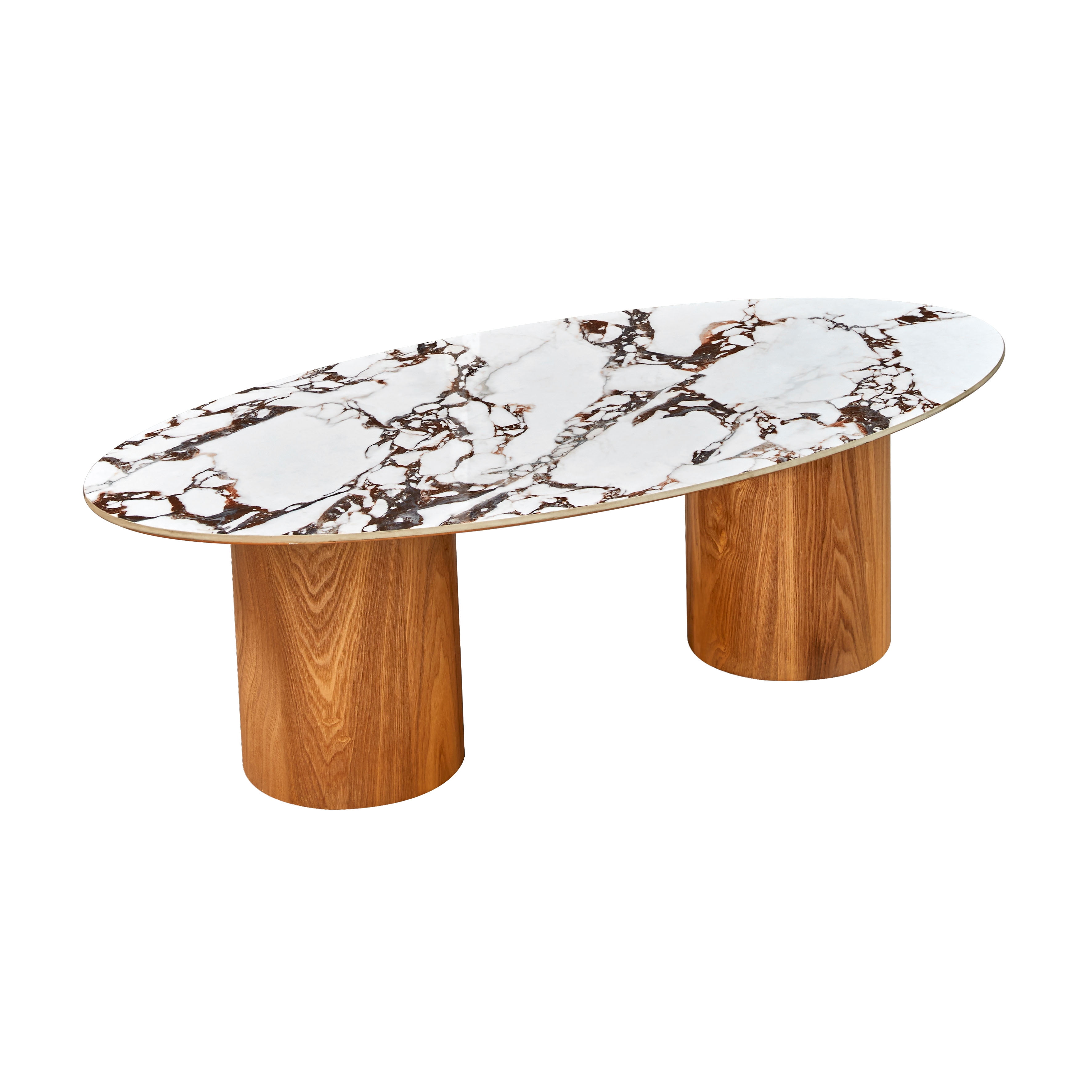 Tamara Oval Faux Marble and Wood Coffee Table