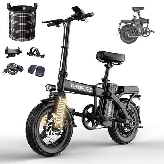 14" Folding Electric Bike for Adult Teens, 749W Peak Motor, 48V 22.5Ah Removable Battery Foldable Electric Bicycle Up to 75 Miles Long Range, Front Suspension, Class 2 Ebike