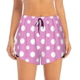 thumbnail image 2 of Balery Purple And White Polka Dot Pantalones cortos deportivos para mujer con forro y dos bolsillos, elásticos, para entrenamiento, gimnasio, yoga-Small, 2 of 7