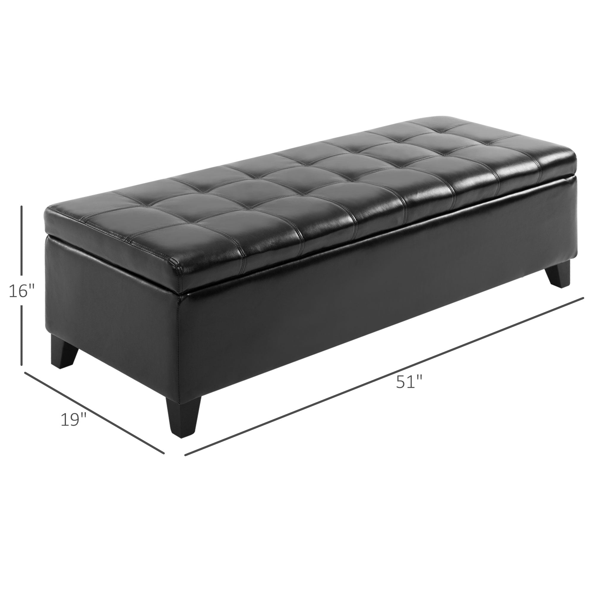 HOMCOM 51" Ottoman Storage Bench, Faux Leather Storage Chest with Lift Top