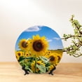 thumbnail image 6 of Daiia Sky Golden Sunflower Field B Printed Pattern Ceramic Plate Dinner Plates Bone China Decorative Plates with Display Stand Art Ceramic Ornaments for Wall Hanging Decoration-6in, 6 of 6