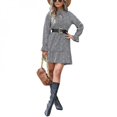 thumbnail image 4 of Final Clean Out! Femmes Léopard Imprimer Mini Robe Puff Manches Longues Faux Cou Mousseline de Soie Robes Swing Robe Courte Décontractée, 4 of 6