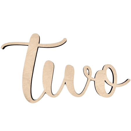 Krafty Supply Wood Number Word Two, 2" Wide, 1/4" Birch, Wood Numbers