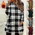 thumbnail image 5 of Women Sherpa Fleece Plaid Sweatshirts Oversized Casual Fuzzy Crewneck Long Sleeve Pullover Sweatshirts Trendy Winter Warm Tops, 5 of 5