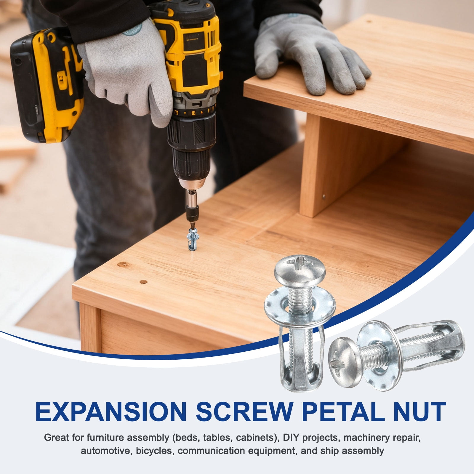 Uxcell 20Pcs Expansion Screw Petal Nut, M8x30 Hollow Wall Anchors Hollow Door Anchors for Aluminium Cladding Steel Pipe Iron Sheet Plastic Sheet Drywall Thin Wall Zinc Plate, Silver Tone