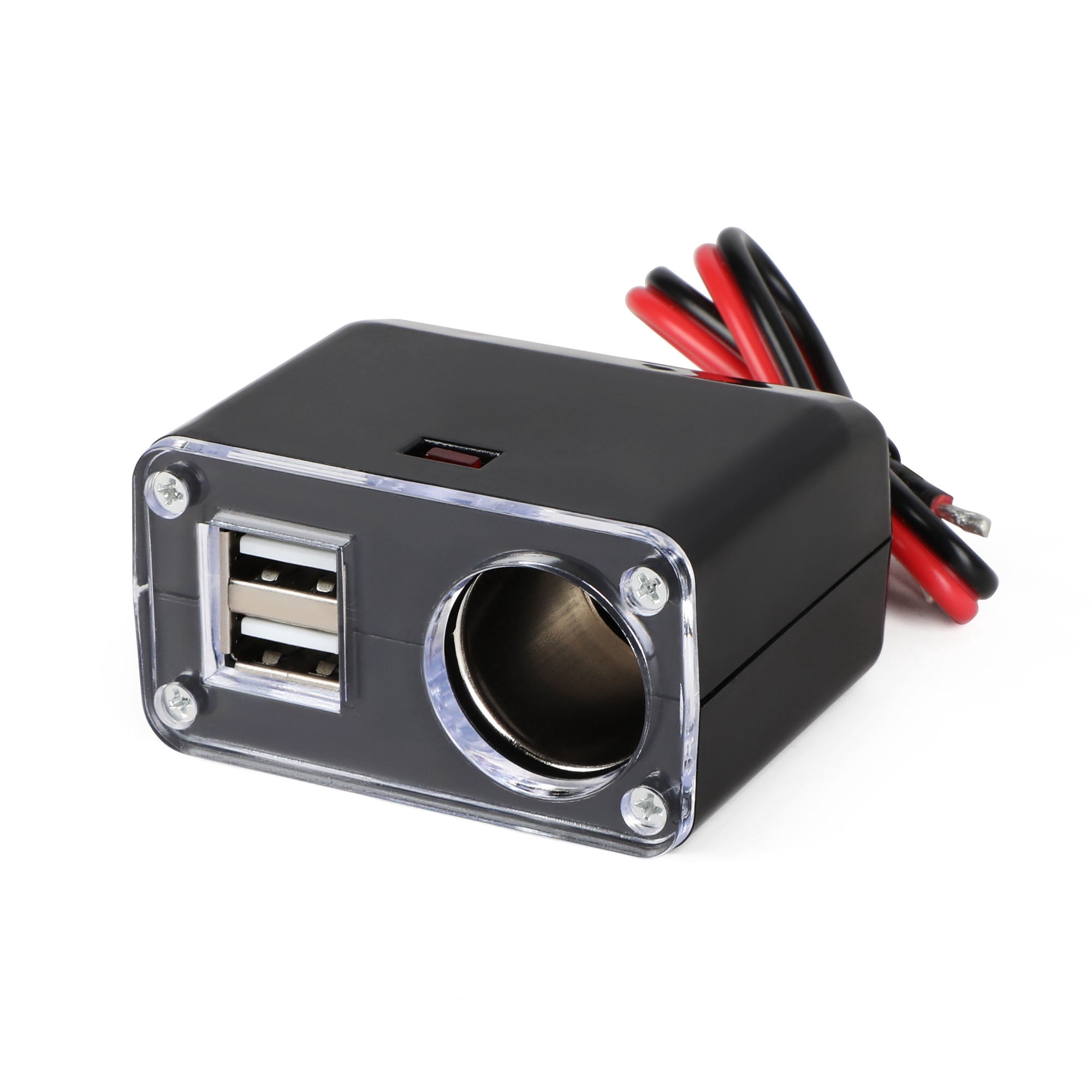 EverStart 12V Dual USB Car Power Adapter with Additional Power Outlet, Easy Installation, Overload Protection, Black