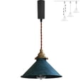 thumbnail image 1 of FSLiving Dimmable Adjustable Height H-Type Track Lighting Pendants with Hand-Made Copper Shade,1-Light 5ft Cord Brass Finished E14 Socket Blue Rustic Cottage Style for Kitchen Living Room - 1 Pack, 1 of 6