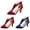 Red, variant on Women's Peep Toe Mid Heel Sandals Cutout Design Back Zipper Summer Casual Footwear Blue 35