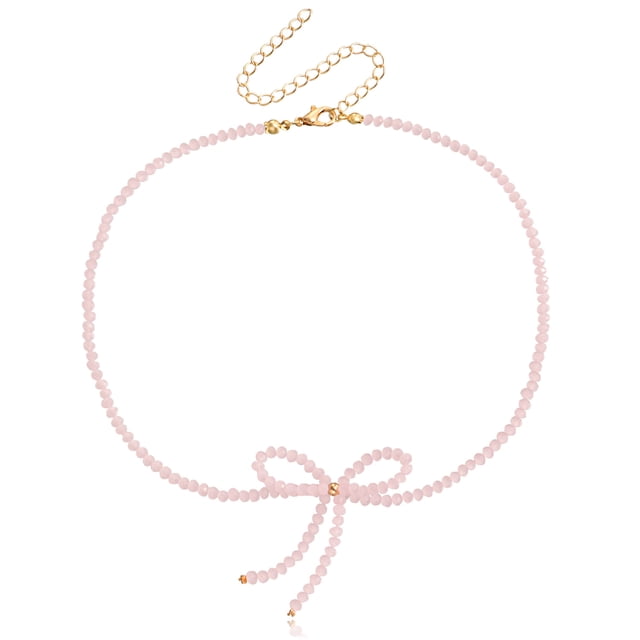 Collar de mujer con lazo de cristal y personalidad retro dulce con temperamento de súper hada