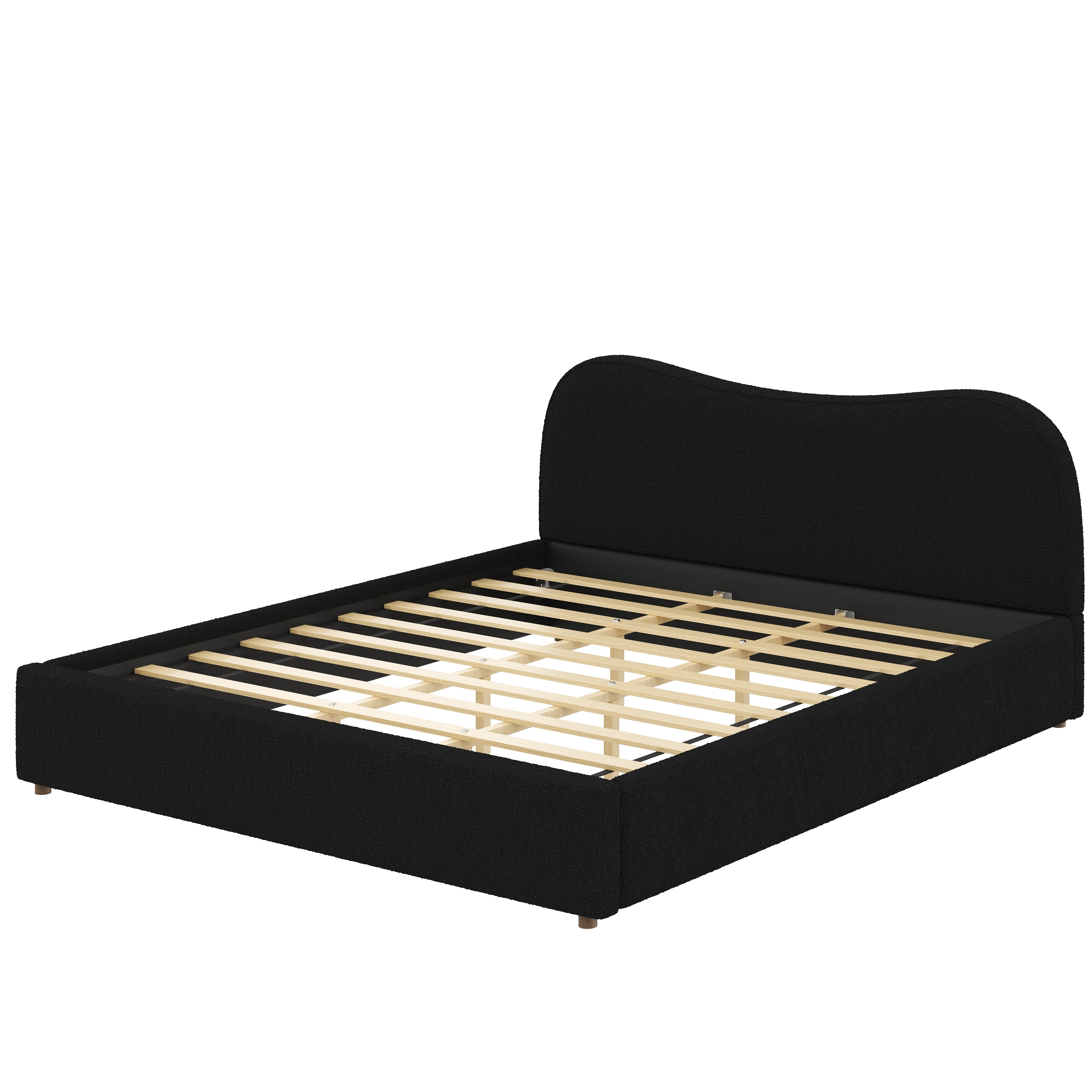 Euroco Upholstery King Size Platform Bed, Black