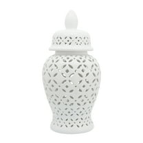 Sagebrook Home 24" Cut-out Daisies Temple Jar, White