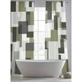 thumbnail image 5 of Retro Splicing Modern Art Sheer Curtains 108 Inches Long 2 Panels Green Gray Watercolor Light Filtering Semi Sheer Window Curtains Drapes for Bedroom Living Room 52"x108", 5 of 7