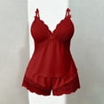 thumbnail image 2 of Uootdi Womens Plus Size Sleepwear Solid Color Delicate Detail Cami Blouse Elastic Waist Casual Shorts Comfy Daily Homewear Outfits, 2 of 7