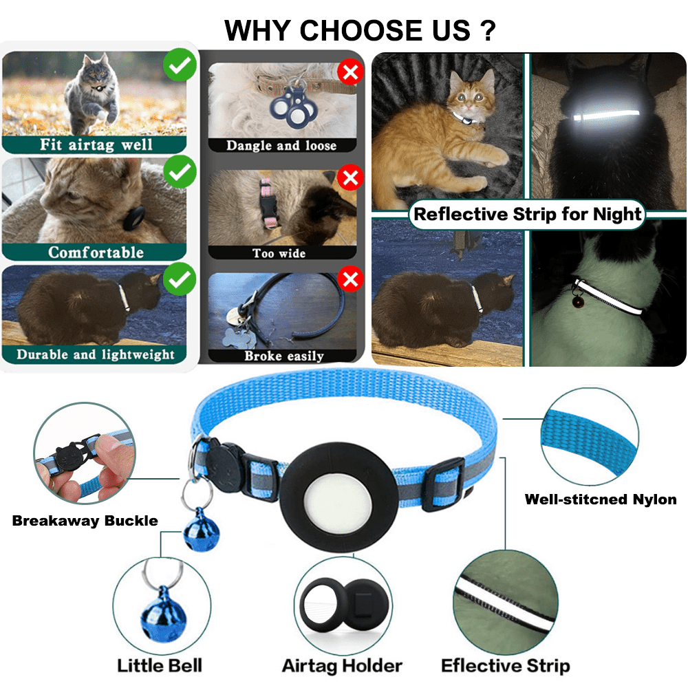 Smart Location Tracker and Pets Collar Holder with Dual Handles Leads, Personalized Smart Item Finder, MFi Certificated Dog Tracking Device, No Monthly Fee, Works with Apple Find My (iOS Only)