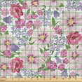 thumbnail image 2 of Ambesonne Watercolor Fabric by the Yard Microfiber, Fresh Spring Flora, 5 Yards, Lavender Pink Green, 2 of 2