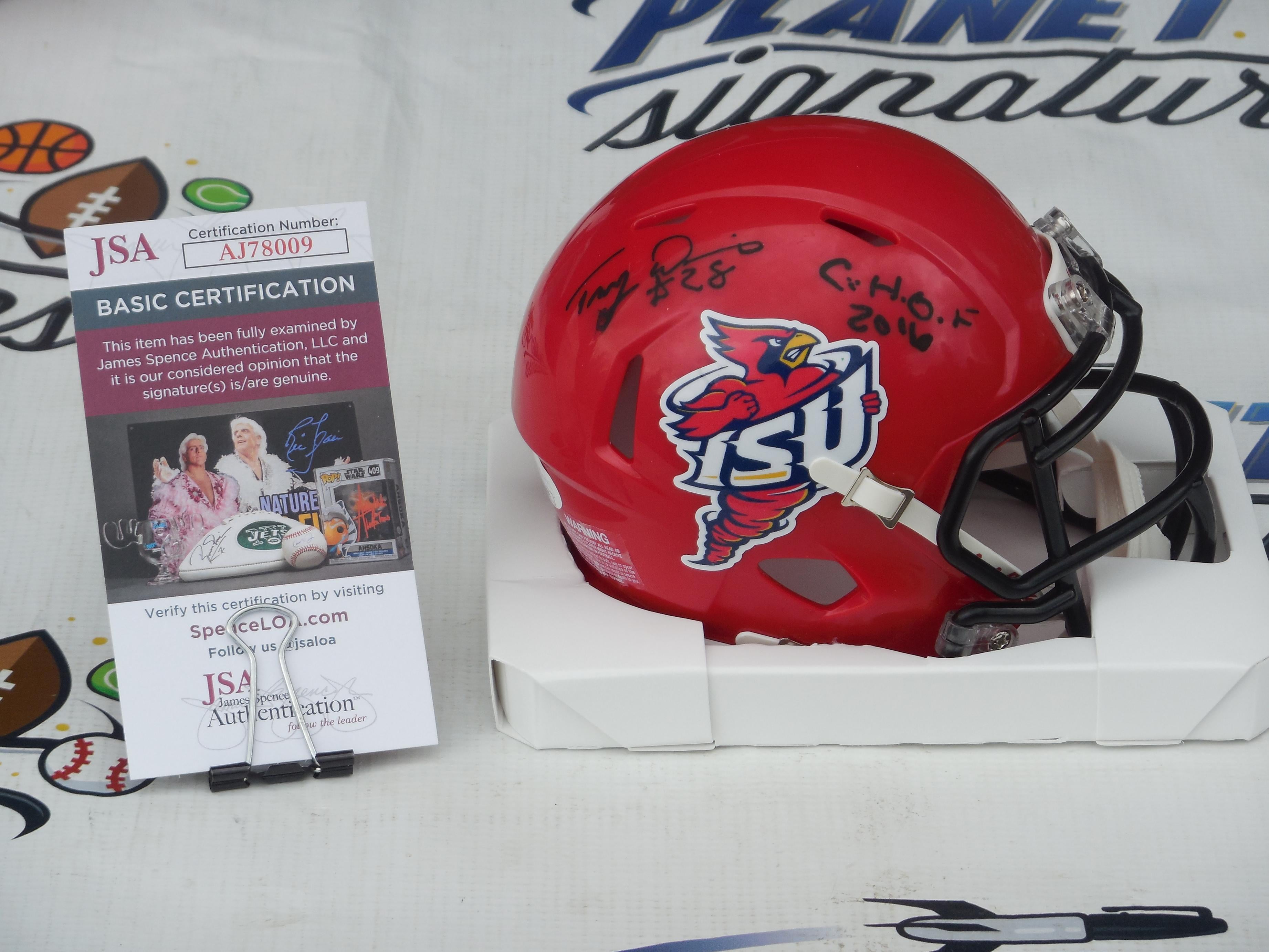 Troy Davis signed autographedIowa State Cyclones mini speed helmet w/ CHOF JSA COA