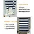 thumbnail image 3 of Navy Blue Grey Striped Tie Up Curtains for Window, Thermal Insulted Balloon Shade Adjustable Rod Pocket Curtains Valance Panels for Kitchen Bathroom Cafe 42 x 45 Farmhouse Stripes Minimalist, 3 of 6