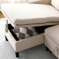 thumbnail image 6 of 78.35''L-Shaped Reversible Chaise Sectional Sofa with Storage–Cotton-Linen Upholstery, Multi-functional storage sofa bed,Sofa couches for living room,Apartments & Offices.3-Seater,Beige, 6 of 8