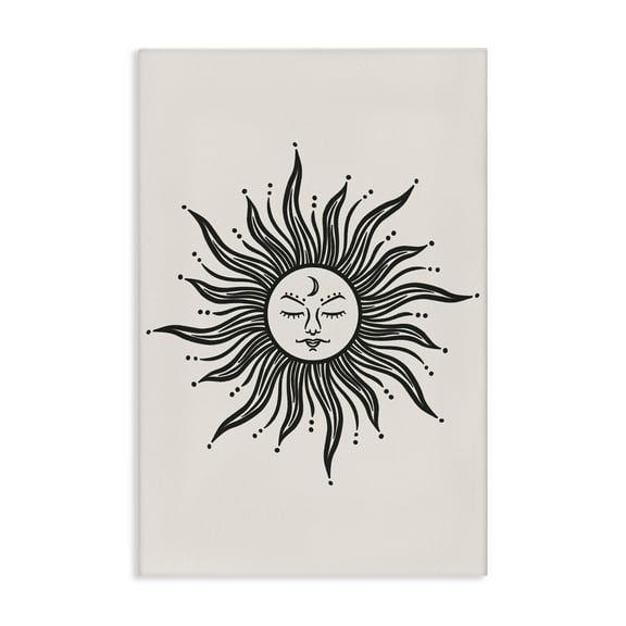 Stupell Industries Cream & Black Sun Astrology & Stars Painting Wrapped Canvas Art Print Wall Art, 16 x 24