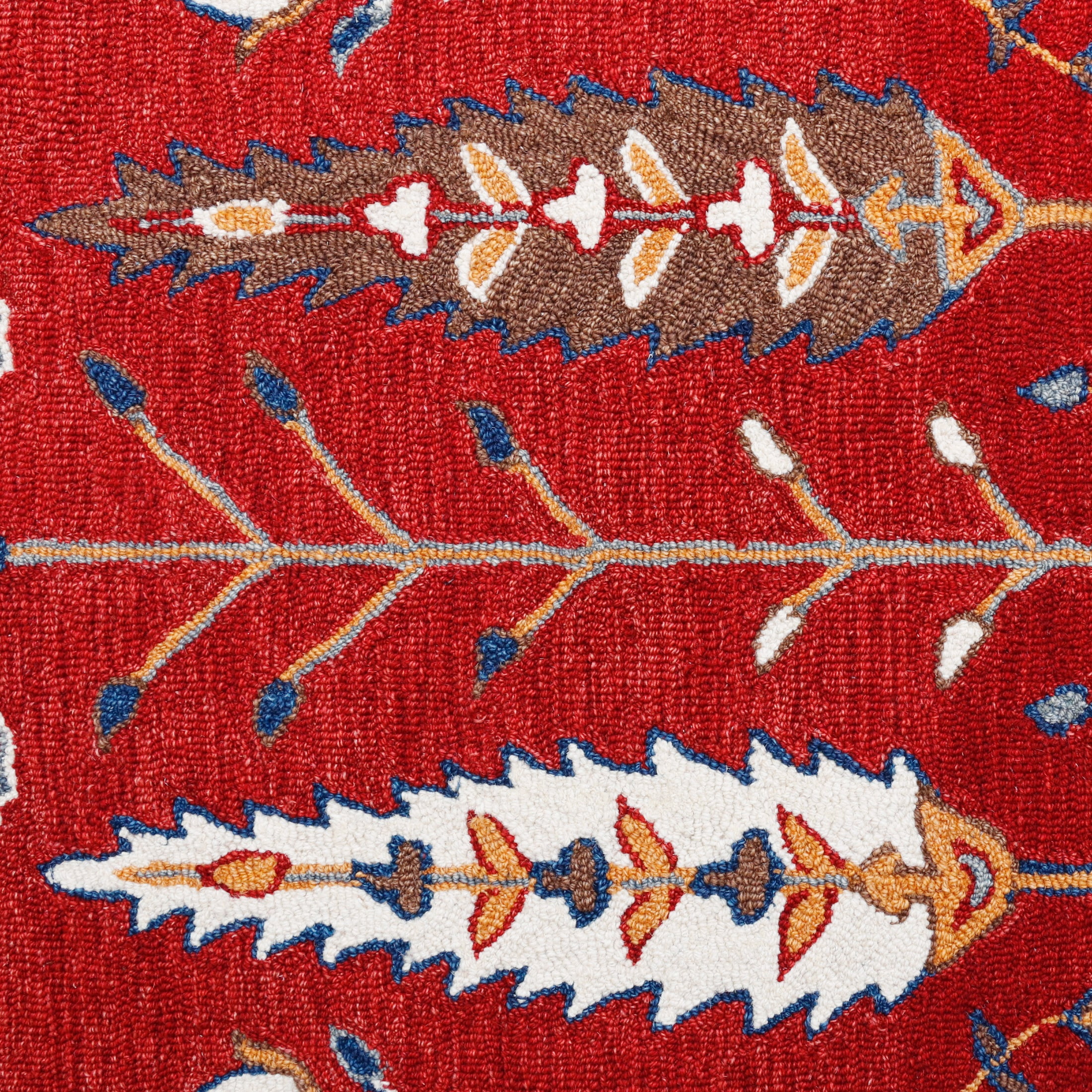 LR Home Bella Alice Red/Blue Transitional Floral Wool Area Rug, 9' x 12'