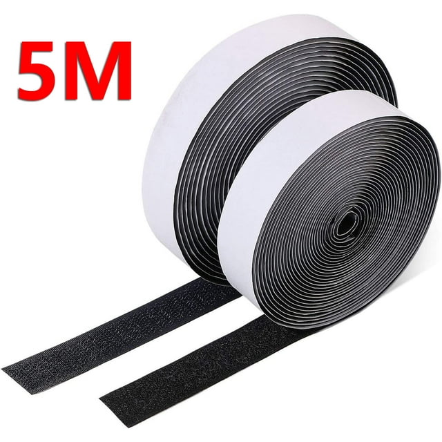 Magic Sticker Tape Scratch Strips Self Adhesive Extra Strong Double Sided Glue Hook and Loop Fastener Strap for DIY Craft2/5/10/ Black 5Meter 50MM