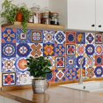 thumbnail image 4 of Mi Alma Blue Orange Floral Peel & Stick Tiles - Vinyl Backsplash 8x8, 4 of 11