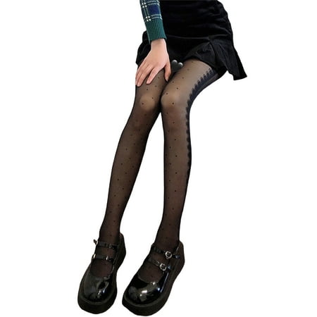 

Peyakidsaa Womens Black Stockings Female Letter Printed Flocking Hot Drilling Thin Silk Stockings
