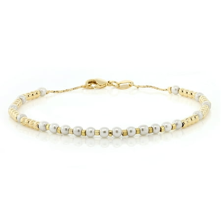 7.5 Inch Yellow Gold Plated Brass Bracelet With Lobster Clasp