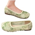thumbnail image 4 of Dress Shoes for Women Round Closed Toe Flats Shoes Floral Lace Ballet Flats Dressy Comfortable Foldable Flats Low Heel Slip on Shoes Green, 4 of 5