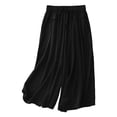 thumbnail image 2 of Capri Pants for Women Cotton Linen Lightweight Elastic High Waist Wide Leg Flowy Cropped Pants with Pockets Womens Capris, 2 of 8