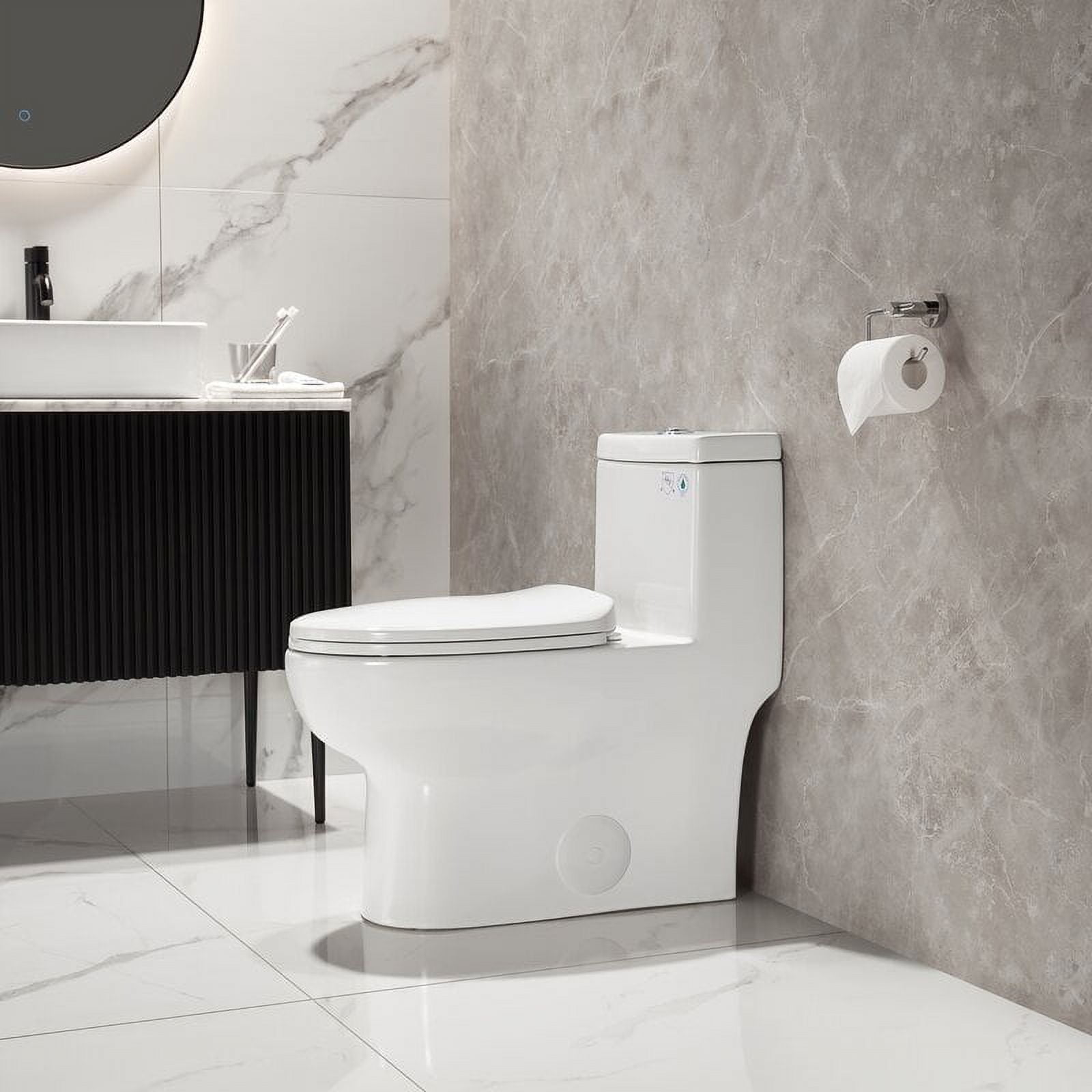 DeerValley Ally DV-1F026 High-Efficiency Dual Flush Elongated Standard One Piece Toilet in White 12" Rough-in