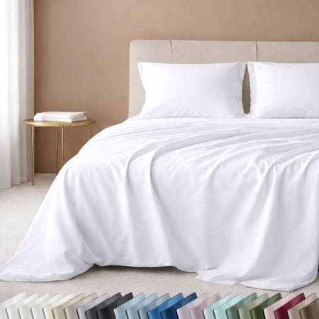 California Design Den 100% Cotton Queen Sheets Set - 600 Thread Count 100% Cotton Sheets Queen Sateen Deep Pocket Sheet Set - White