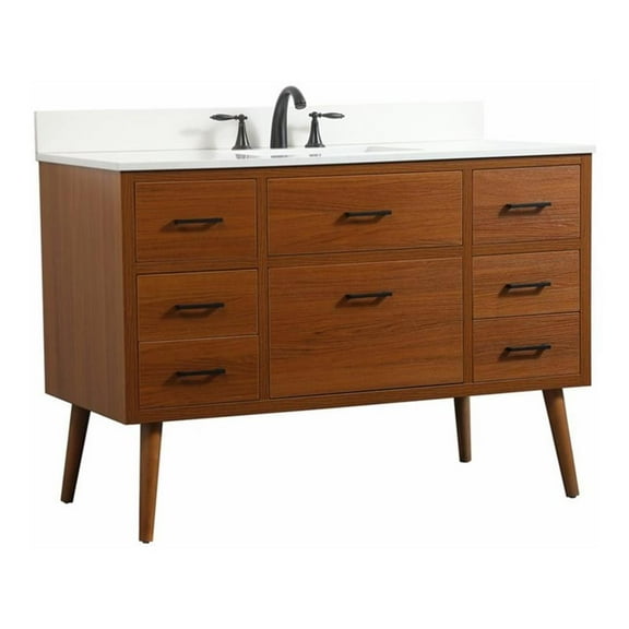 Elegant Decor Boise 48" MDF Single Bathroom Vanity with Backsplash in Teak