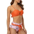 thumbnail image 3 of Women's Bikini Set Cutout Print High Waisted Bows Two Piece Bikini, 3 of 7