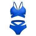 thumbnail image 6 of Tween Girls Neon Blue High Waisted Bikini Set - Youth Two Piece Halter Top Cross Wrap Front Cutout Swimsuit - Kids Bathing Suit 8-14,Size 7-8T, 6 of 8