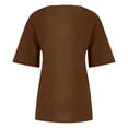 thumbnail image 6 of Fesfesfes Women Plus Size Activewear for Women's Short Sleeved Casual Plus Size Round Neck Feather Printed Loose Button Cotton Linen Top Womens T Shirts Short Sleeve L(US:8), 6 of 6