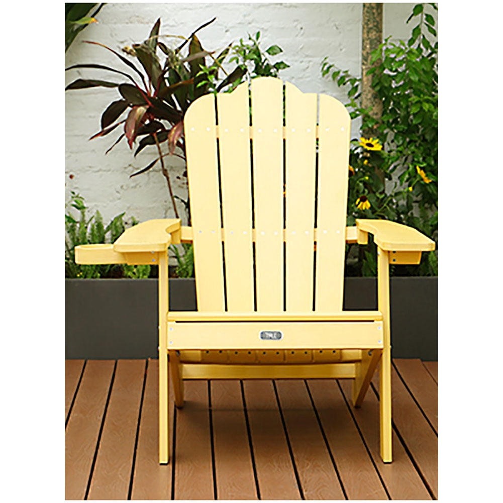 Kepooman Outdoor Folding Wooden Adirondack Lounger Chair Accent Furniture with Cup Holder for Patio Porch Backyard Furniture Painted Seating, Yellow Kepooman Outdoor Folding Wooden Adirondack Lounger Chair Accent Furniture with Cup Holder for Patio Porch Backyard Furniture Painted Seating, Yellow