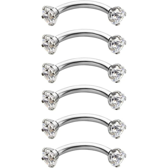 GHSDFBB Eyebrow Rings Curved Barbell Eyebrow Piercing Jewelry Stainless Steel Rook Daith Earrings Belly Lip Ring Helix Cartilage Surface Tragus Piercing Jewelry 8mm (5/16")