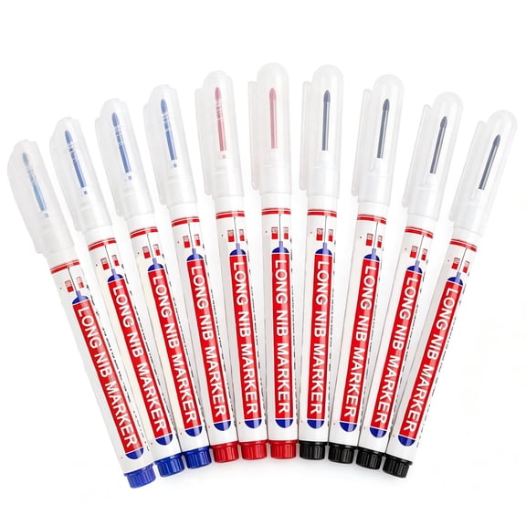 10pcs Long Nib Marker Pens, Waterproof Oil Based Deep Hole Metal Marking Pen Set
