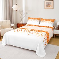 Manfei Modern Abstract Geometric Bed Sheets,Minimalist Buffalo Checkered King Sheets,Orange Pixel Sheet Set For Teens,Luxury Bedroom Decor,4pcs