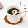 thumbnail image 5 of Disketp Retro Halloween Funny Coasters,4 Pcs Leather Coasters with Holder, Perfect Housewarming Hostess Gifts,Protect Furniture from Water Marks Scratch and Damage-Round Shape, 5 of 6