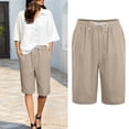 thumbnail image 3 of XINPING Womens Linen Shorts Summer 2026 Casual 7 Inch Cotton Drawstring Baggy Shorts Comfy Elastic Waist Beach Vacation Shorts XL, 3 of 9