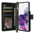 thumbnail image 4 of Cowithday Phone Case for Samsung Galaxy S21+, Galaxy S21 Plus Wallet Case with Zipper for Women and Men, PU Leather Magnetic Flip Kickstand Closure Wrist Strap Zipper Card Holder Phone Cases, Black, 4 of 8