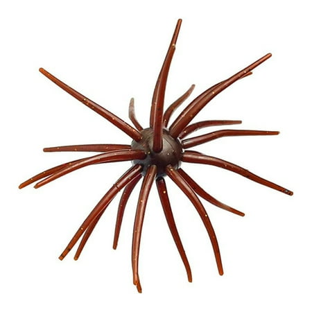 1Pc 110Mm Floating Soft Bait Pvc Bionics Sea Urchin Bait Worms With 24 Grass Skirt Floating Soft Bait Fishing Baits Accessories 6# Flash Brown