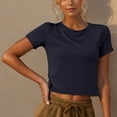 thumbnail image 4 of Womens Round Neck Quick Dry Yoga Shirt Short Sleeve Sports Top Fitness Workout Clothes 2025 Casual Comfort Stretchy Breathable, 4 of 4